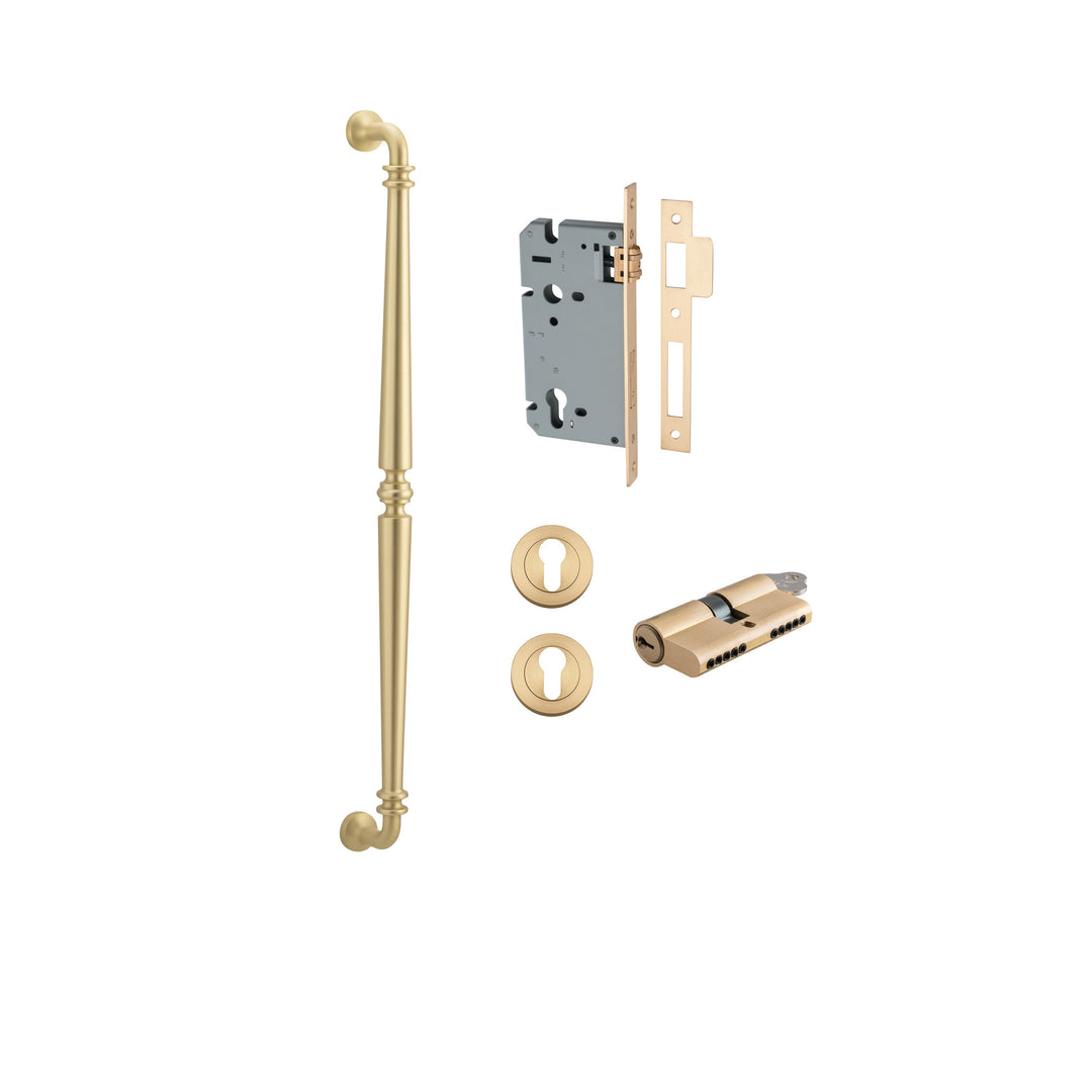 Sarlat Pull Handle - 600mm Entrance Kit with Separate High Security Lock Brushed Gold PVD