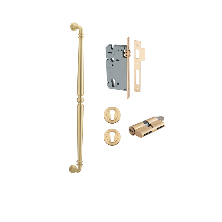 Sarlat Pull Handle - 600mm Entrance Kit with Separate High Security Lock Brushed Gold PVD