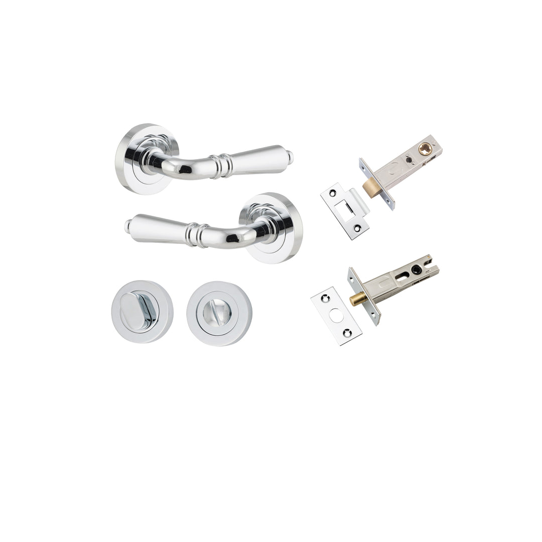 Sarlat Lever - Round Rose Privacy Kit with Separate Privacy Turn Polished Chrome
