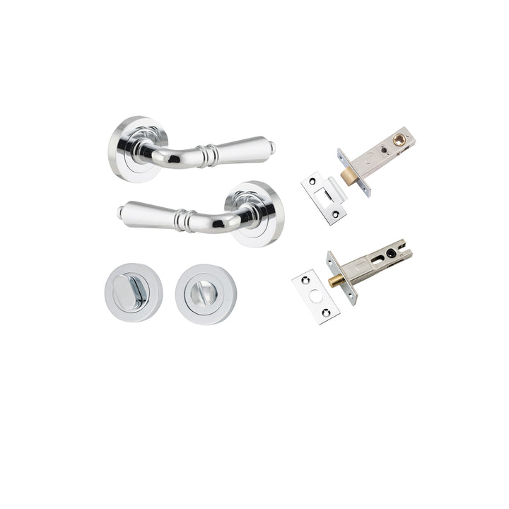 Sarlat Lever - Round Rose Privacy Kit with Separate Privacy Turn Polished Chrome