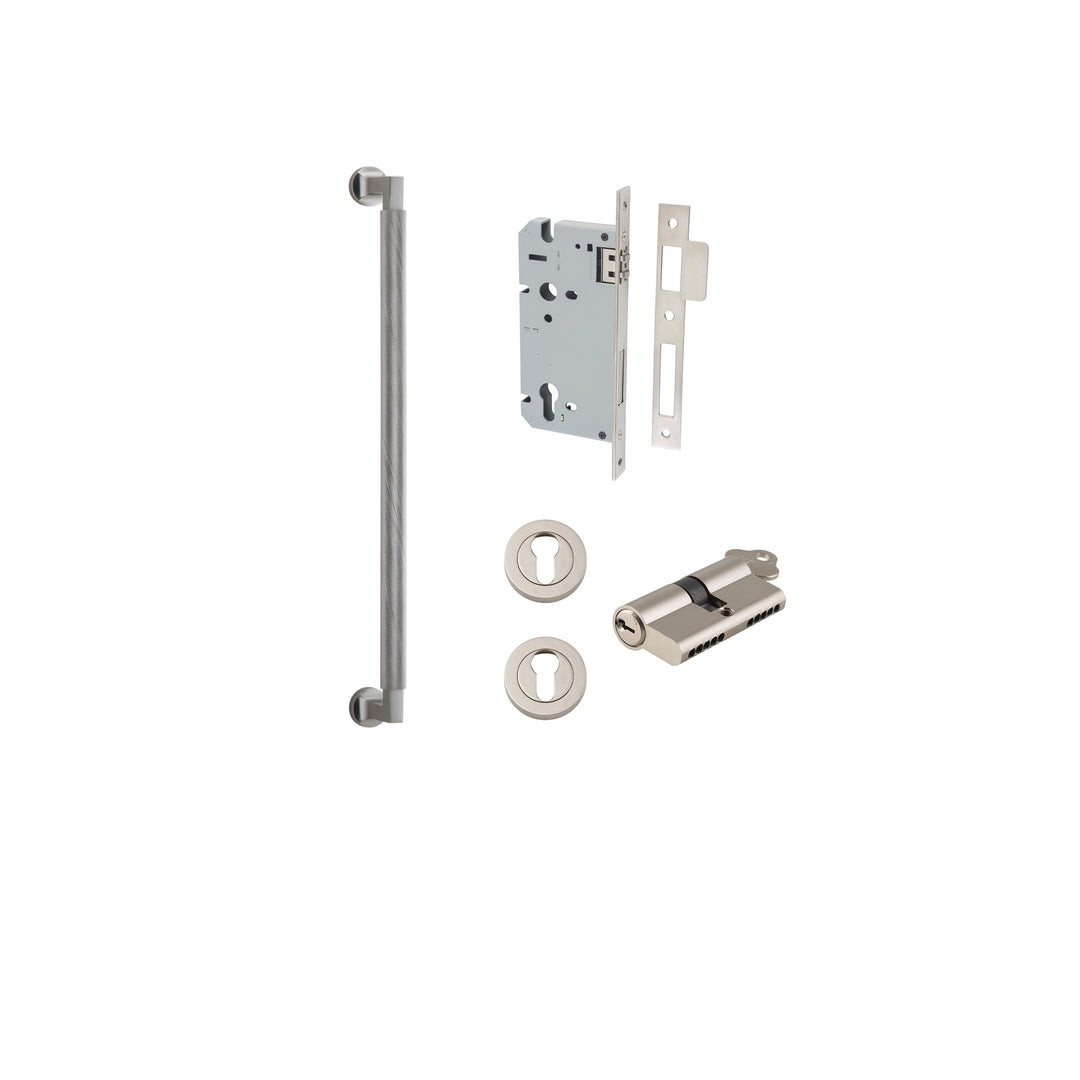 Brunswick Pull Handle - 450mm Entrance Kit with Separate High Security Lock Satin Nickel