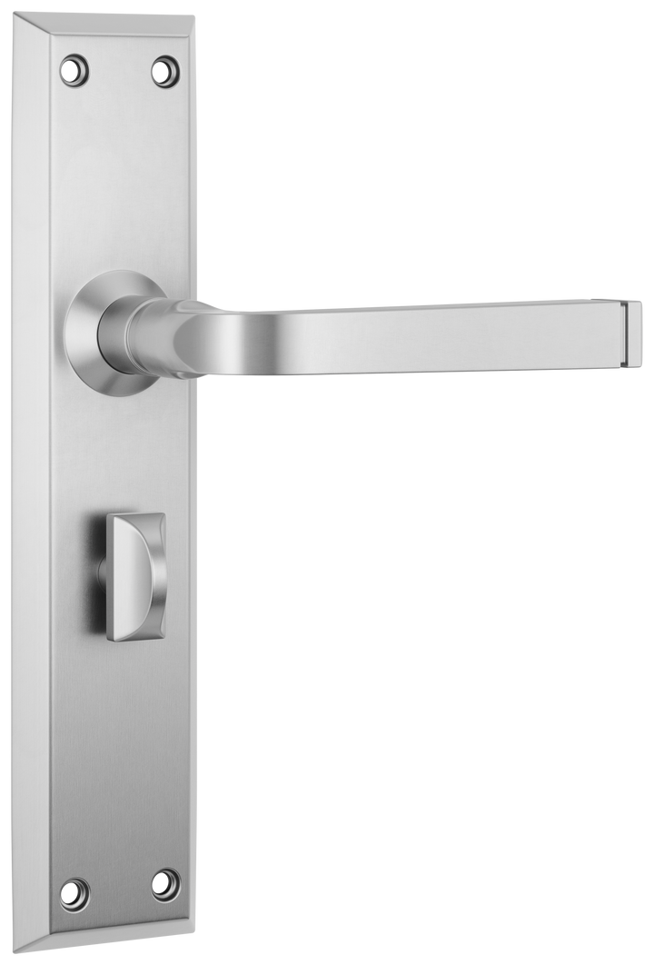 Door Lever Menton Privacy Pair Satin Chrome H225xW50xP75mm with privacy adaptor
