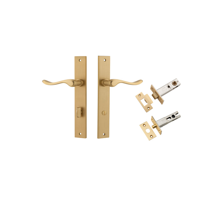 Stirling Lever - Rectangular Backplate Privacy Kit with Privacy Turn Brushed Brass