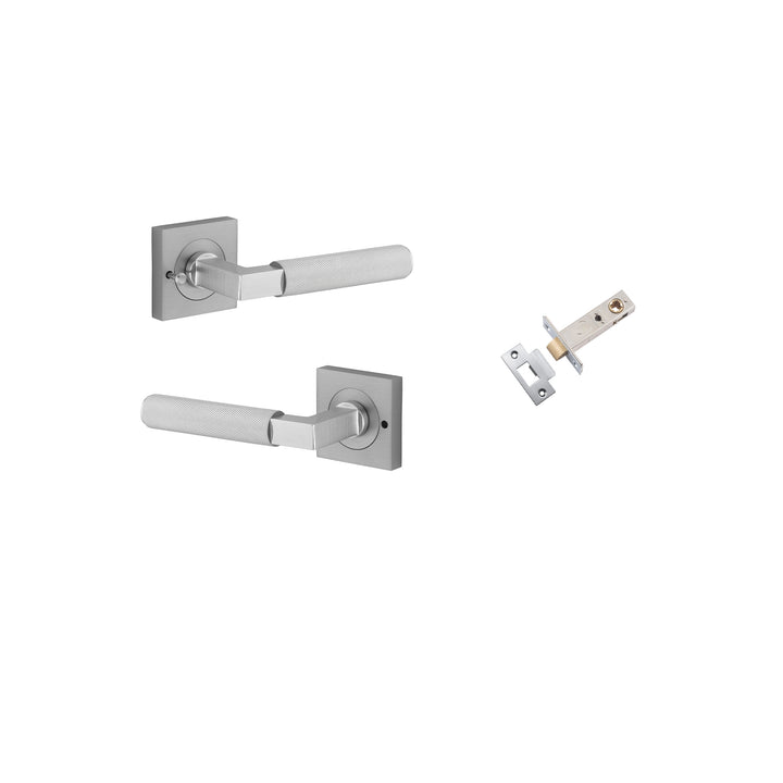 Brunswick Lever - Square Rose Privacy Kit (Inbuilt Privacy) Brushed Chrome