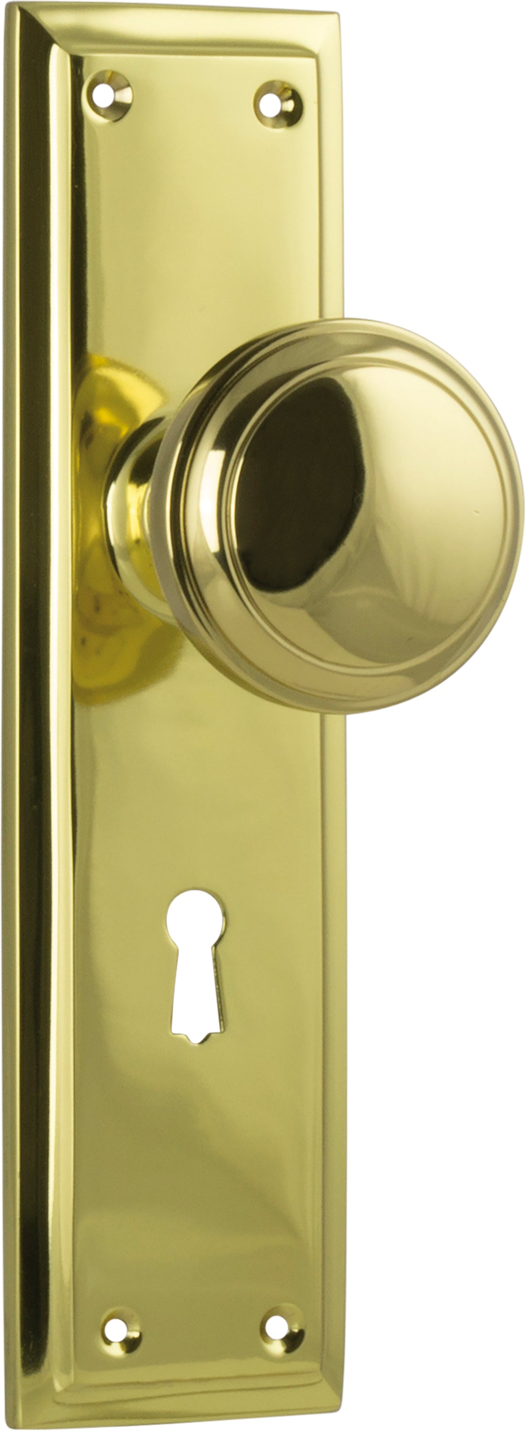 Door Knob Milton Lock Pair Unlacquered Polished Brass H200xW50xP73mm