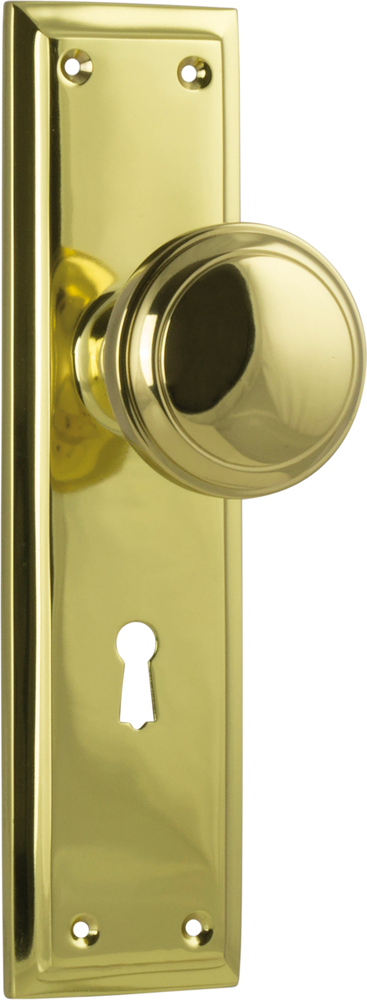 Door Knob Milton Lock Pair Unlacquered Polished Brass H200xW50xP73mm