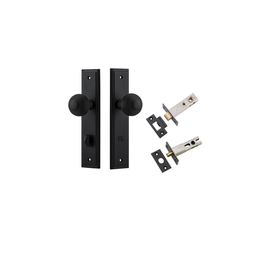 Guildford Knob - Stepped Backplate Privacy Kit with Privacy Turn Matt Black