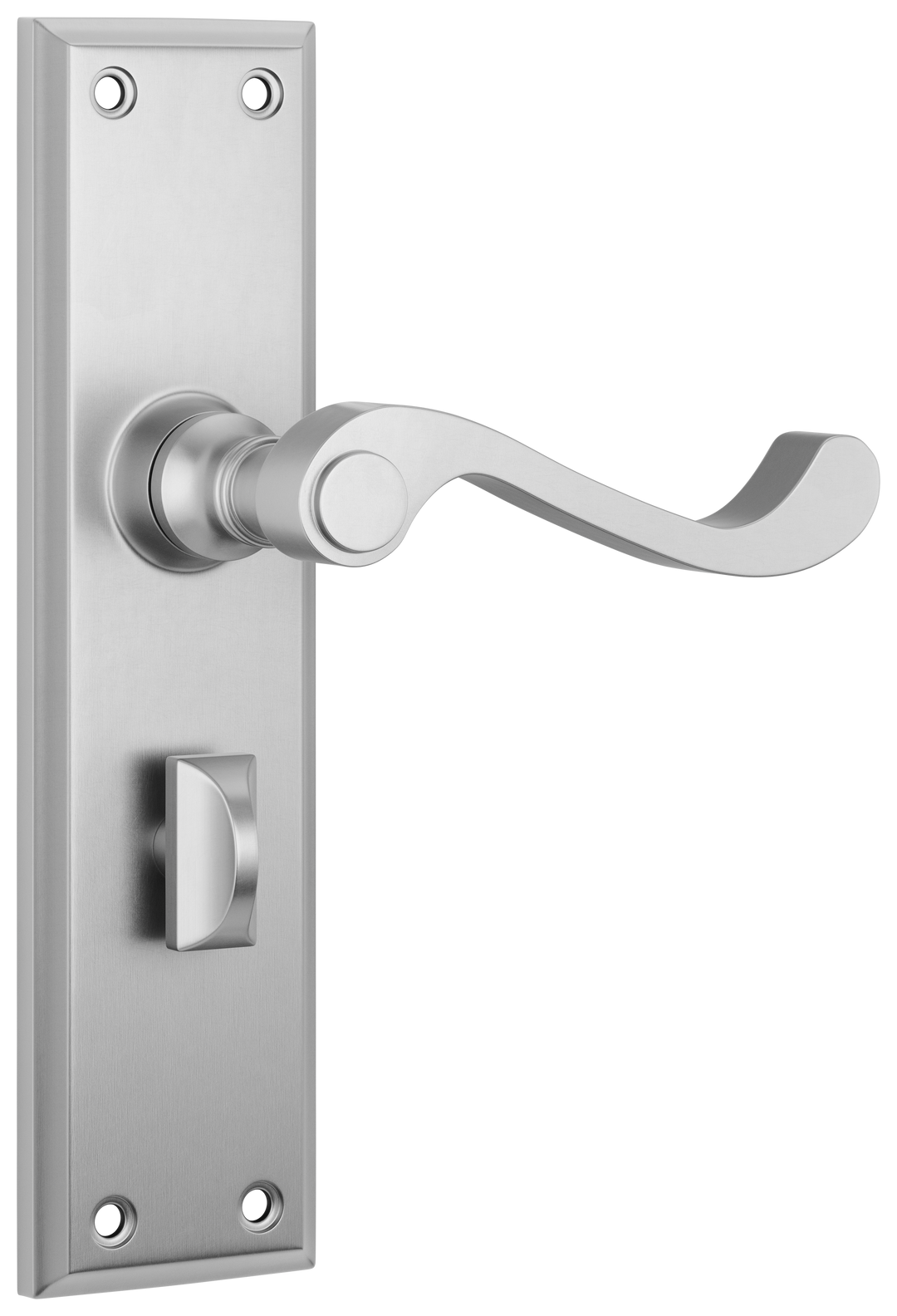 Door Lever Milton Privacy Pair Satin Chrome H200xW50xP68mm with privacy adaptor