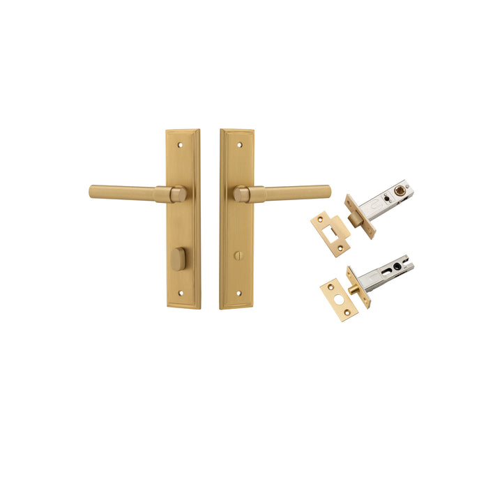 Helsinki Lever - Stepped Backplate Privacy Kit with Privacy Turn Brushed Brass