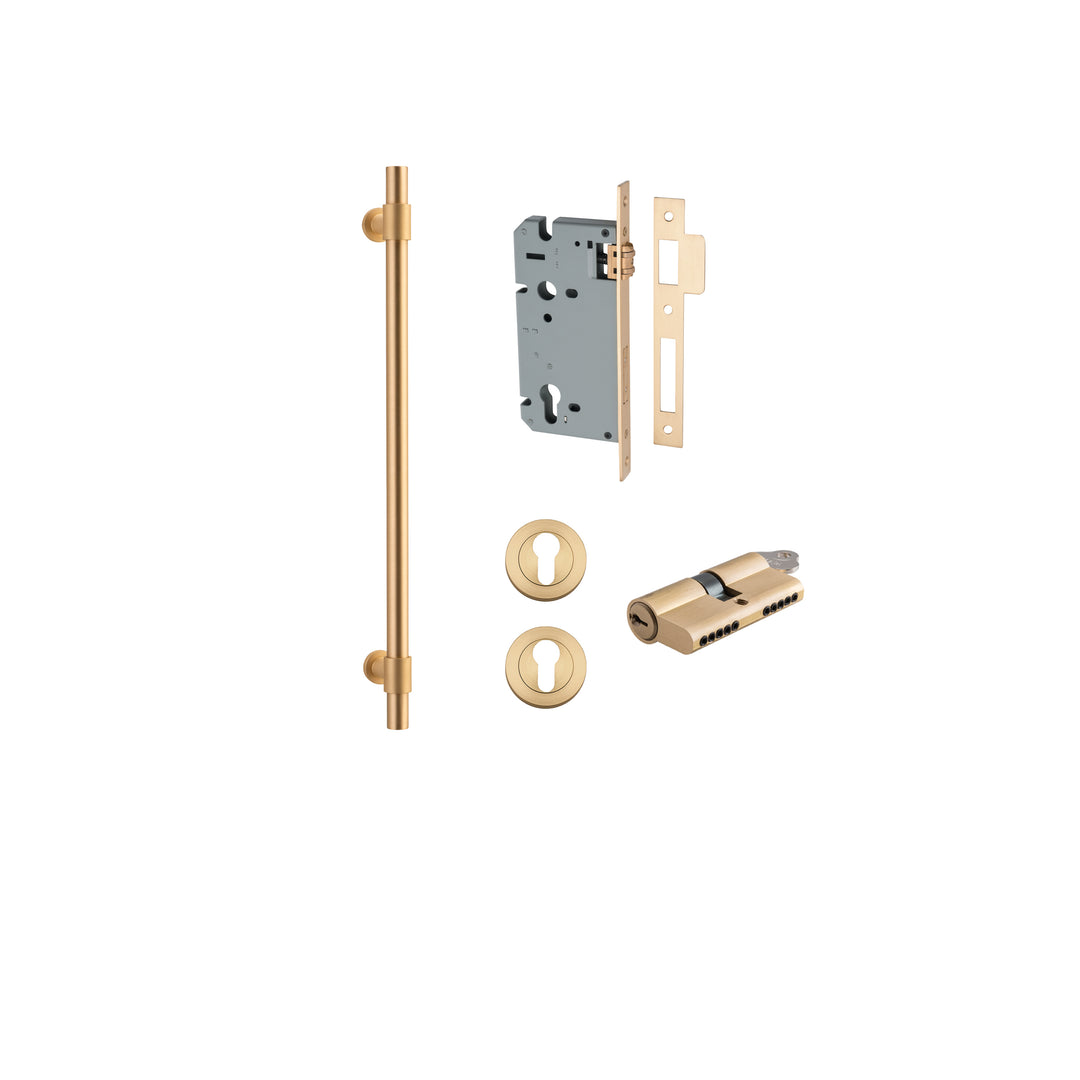 Helsinki Pull Handle - 450mm Entrance Kit with Separate High Security Lock Brushed Brass
