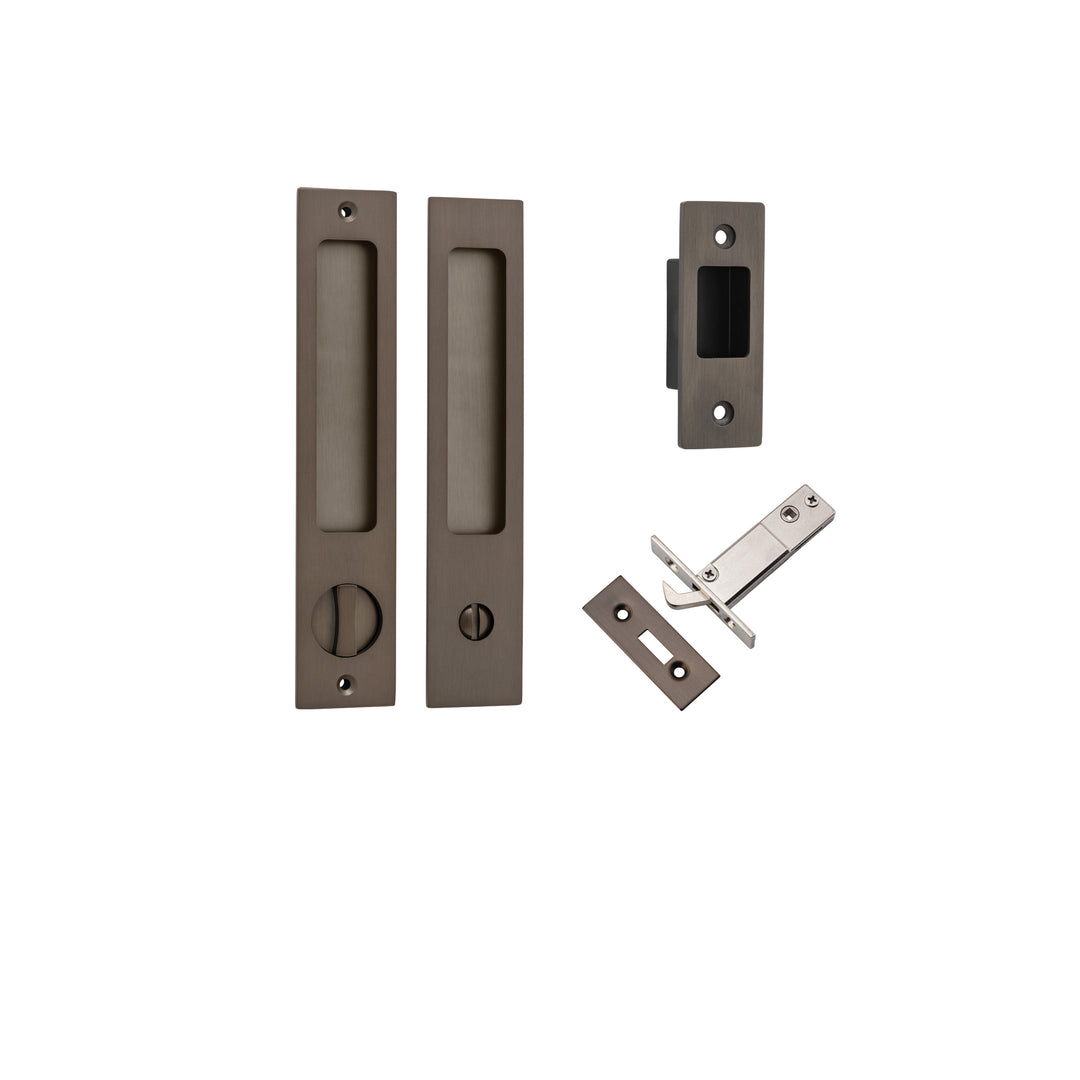 Rectangular Sliding Door Pull Privacy Kit with Privacy Turn Signature Brass