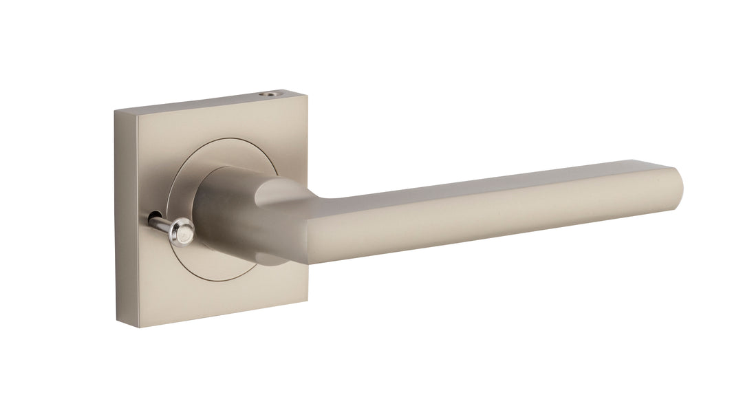 Baltimore Lever - Square Rose (Inbuilt Privacy) Satin Nickel