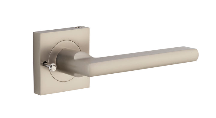 Baltimore Lever - Square Rose (Inbuilt Privacy) Satin Nickel