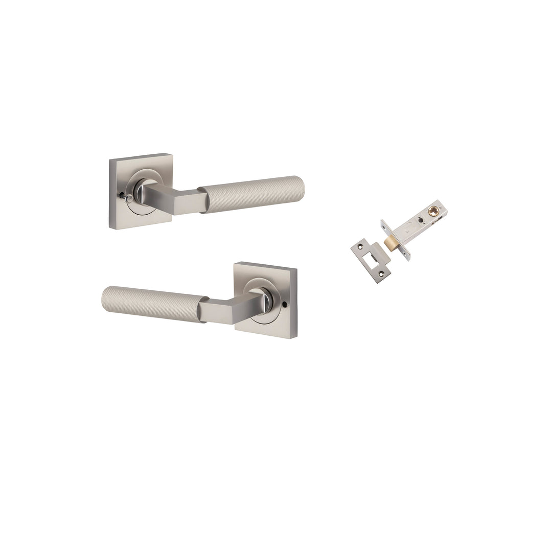 Brunswick Lever - Square Rose Privacy Kit (Inbuilt Privacy) Satin Nickel
