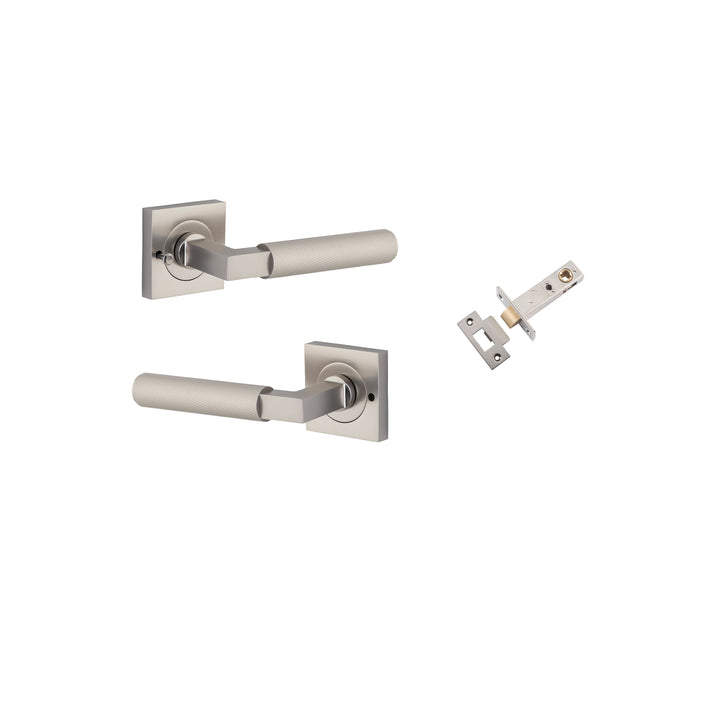 Brunswick Lever - Square Rose Privacy Kit (Inbuilt Privacy) Satin Nickel