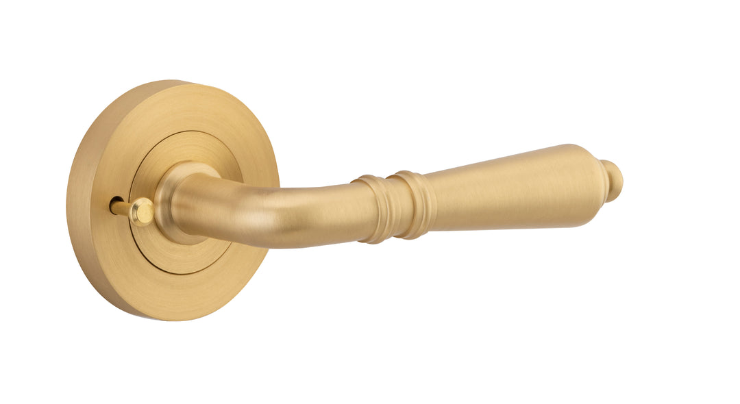 Sarlat Lever - Round Rose (Inbuilt Privacy) Brushed Brass