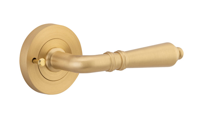 Sarlat Lever - Round Rose (Inbuilt Privacy) Brushed Brass