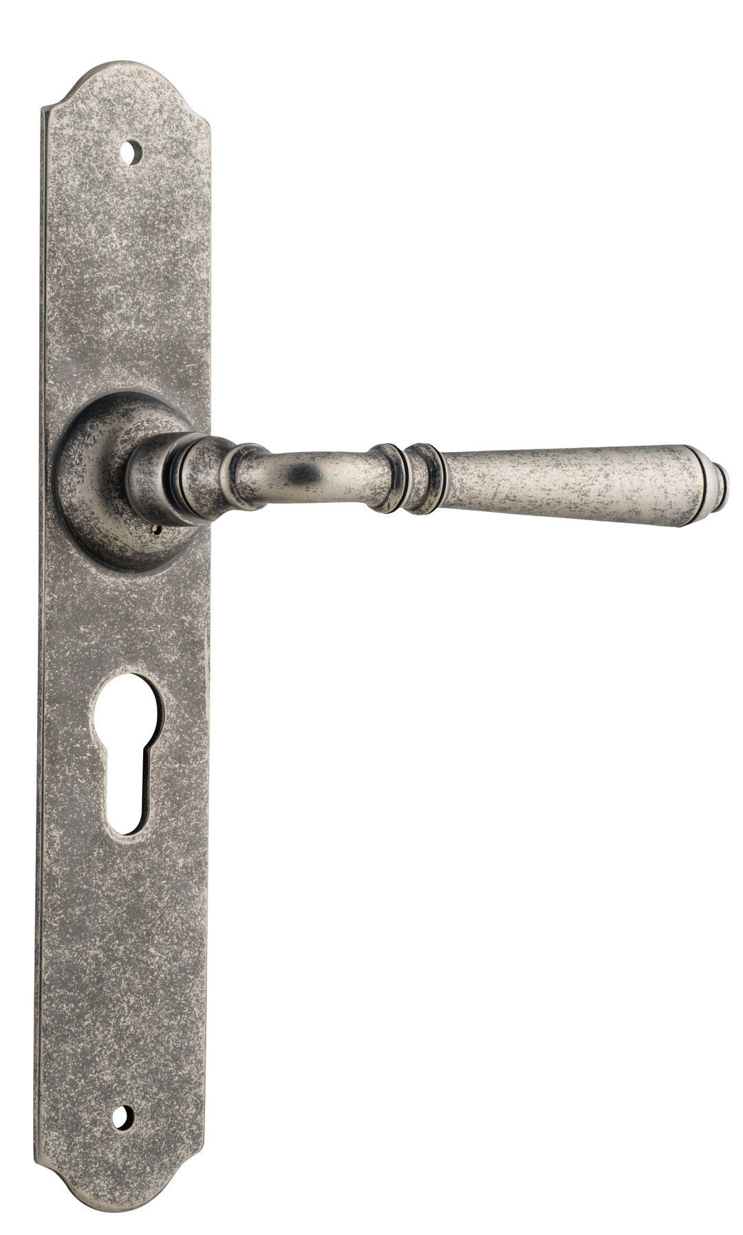 Door Lever Reims Euro Pair Rumbled Nickel H240xW43xP70mm