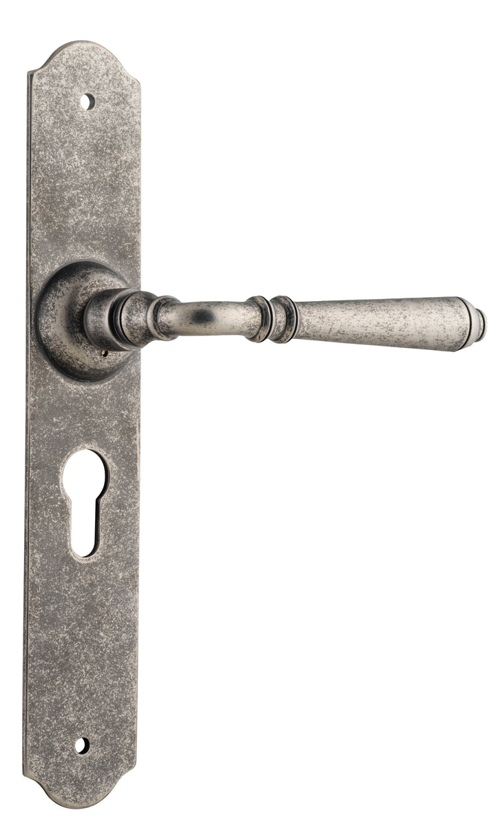 Door Lever Reims Euro Pair Rumbled Nickel H240xW43xP70mm