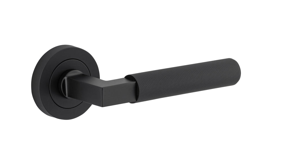 Brunswick Lever - Round Rose Matt Black