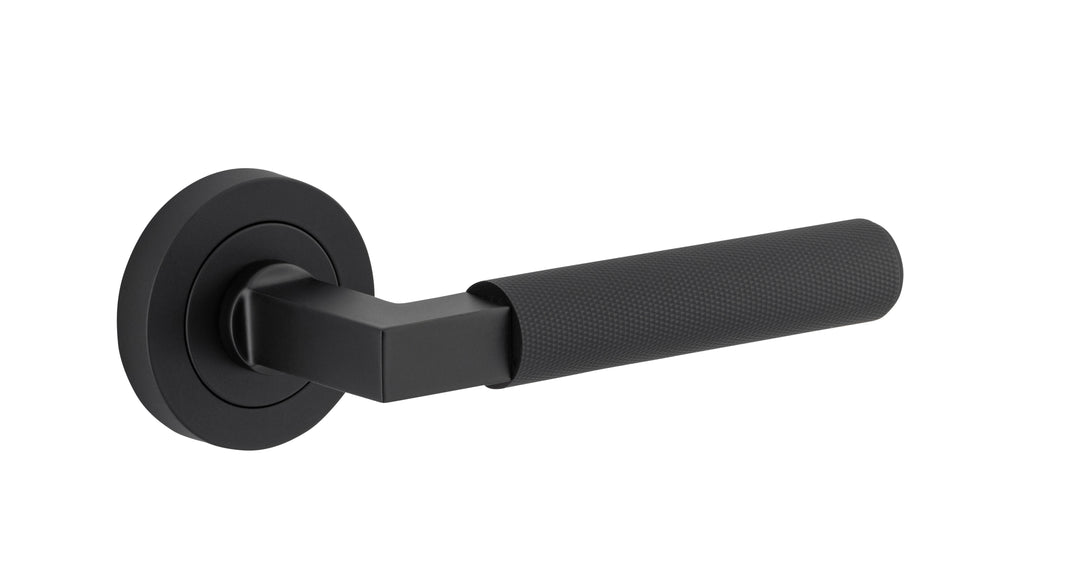 Brunswick Lever - Round Rose Matt Black