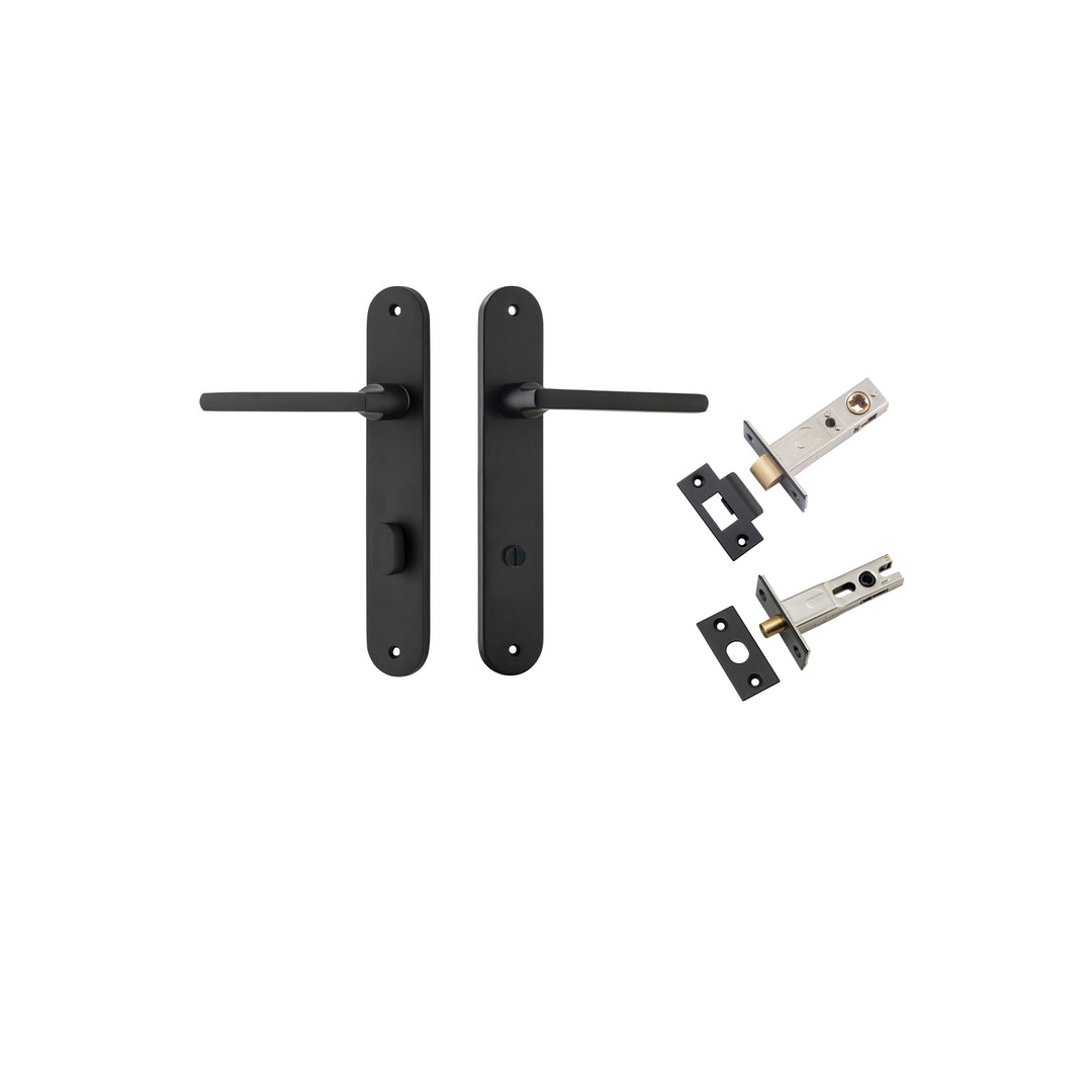 Baltimore Lever - Oval Backplate Privacy Kit with Privacy Turn Matt Black