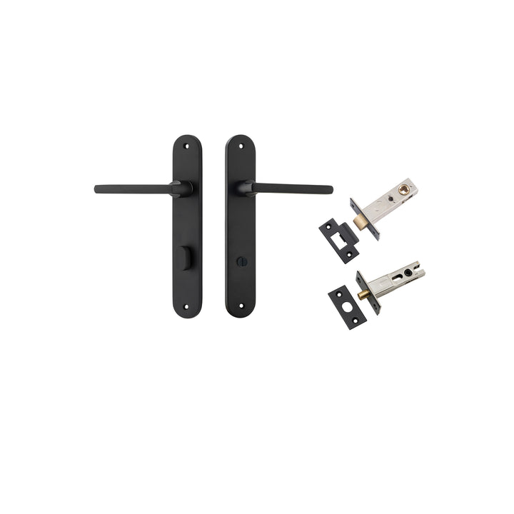 Baltimore Lever - Oval Backplate Privacy Kit with Privacy Turn Matt Black