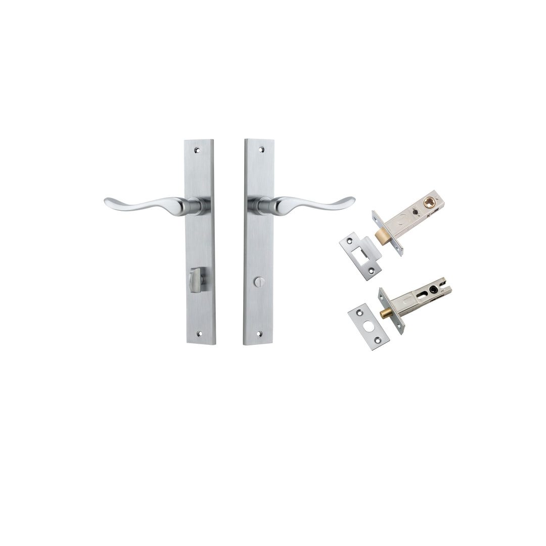 Stirling Lever - Rectangular Backplate Privacy Kit with Privacy Turn Brushed Chrome