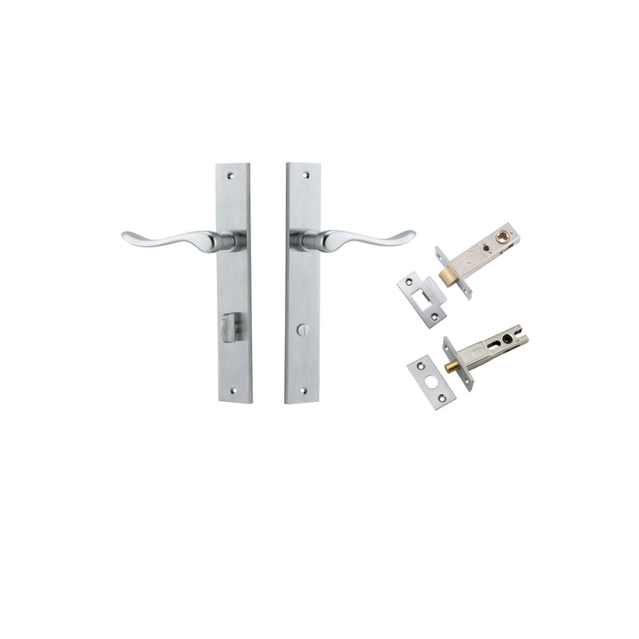 Stirling Lever - Rectangular Backplate Privacy Kit with Privacy Turn Brushed Chrome