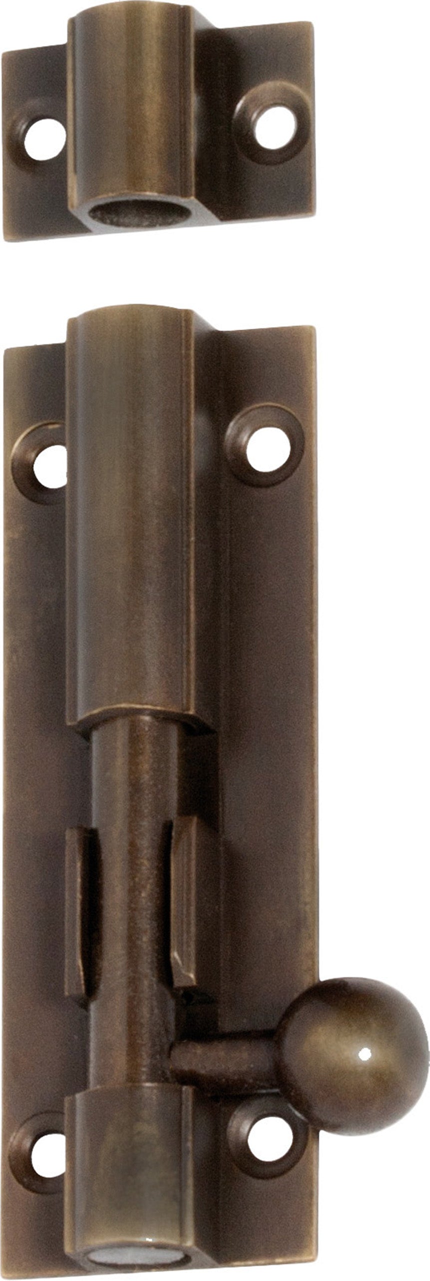 Barrel Bolt Antique Brass L75xW25mm Bolt 7.5mm