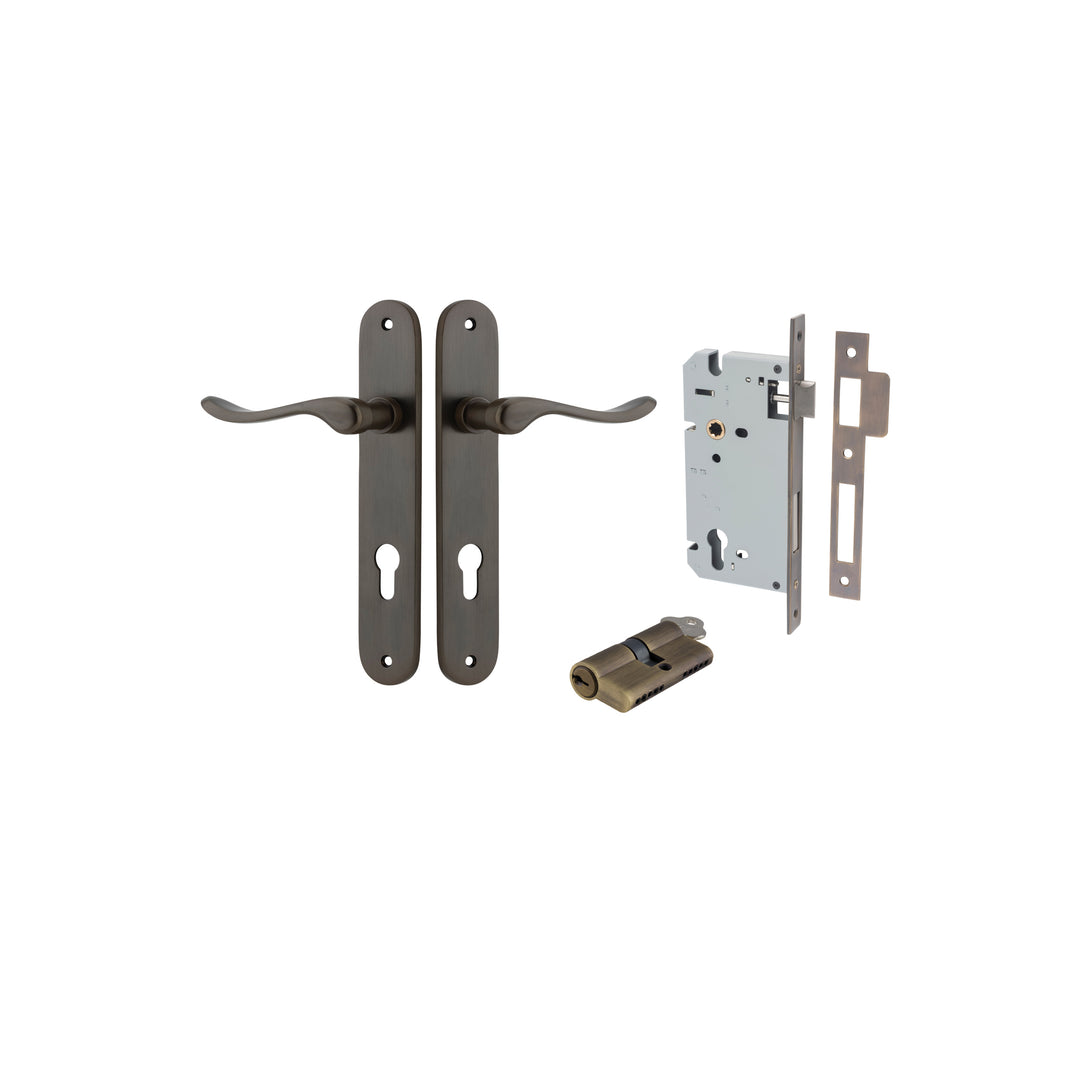 Stirling Lever - Oval Backplate Entrance Kit with High Security Lock Signature Brass