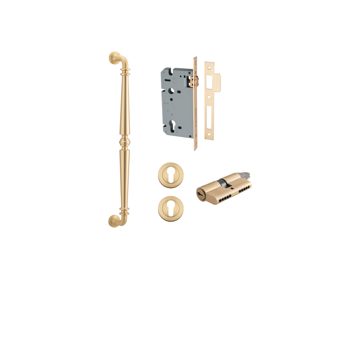 Sarlat Pull Handle - 450mm Entrance Kit with Separate High Security Lock Brushed Brass