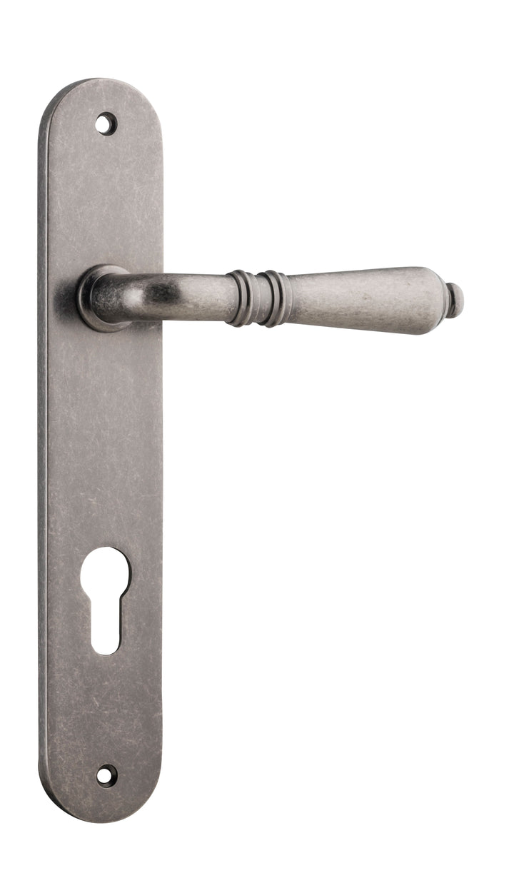 Sarlat Lever - Oval Backplate Distressed Nickel
