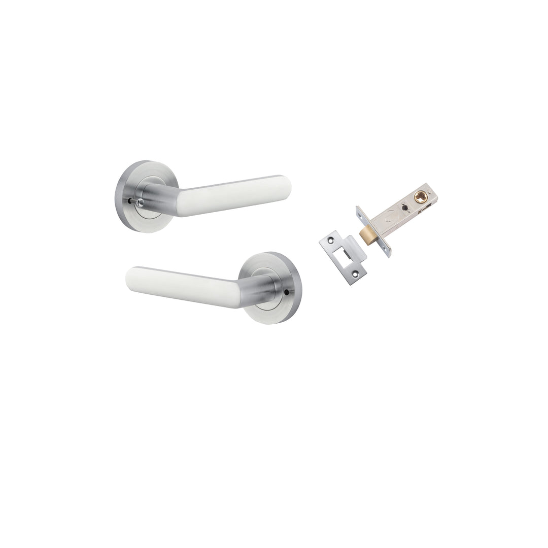 Osaka Lever - Round Rose (Inbuilt Privacy) Brushed Chrome