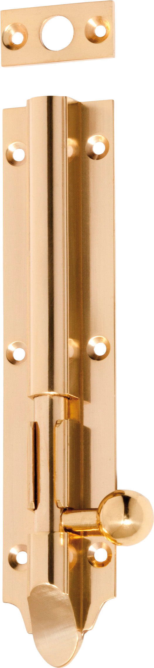 Barrel Bolt Victorian Long Throw Polished Brass L150xW32mm Throw 30mm