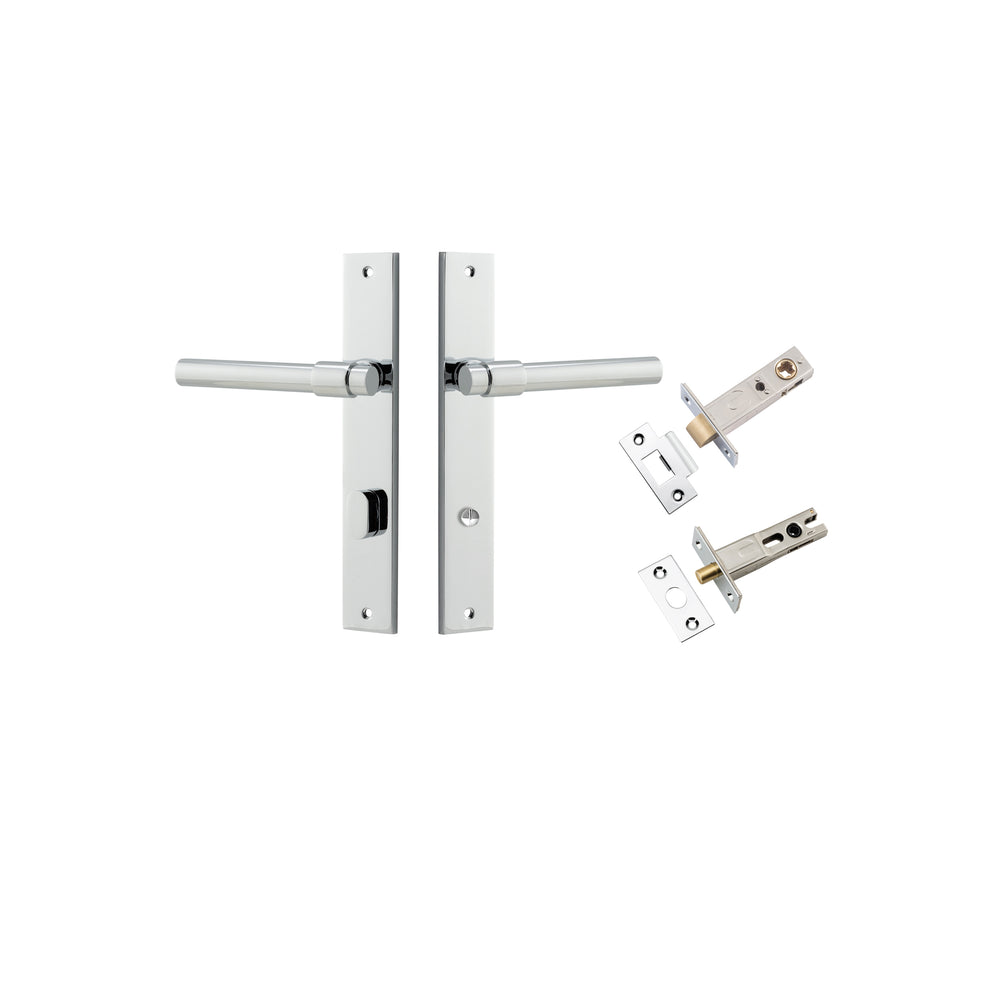 Helsinki Lever - Rectangular Backplate Privacy Kit with Privacy Turn Polished Chrome