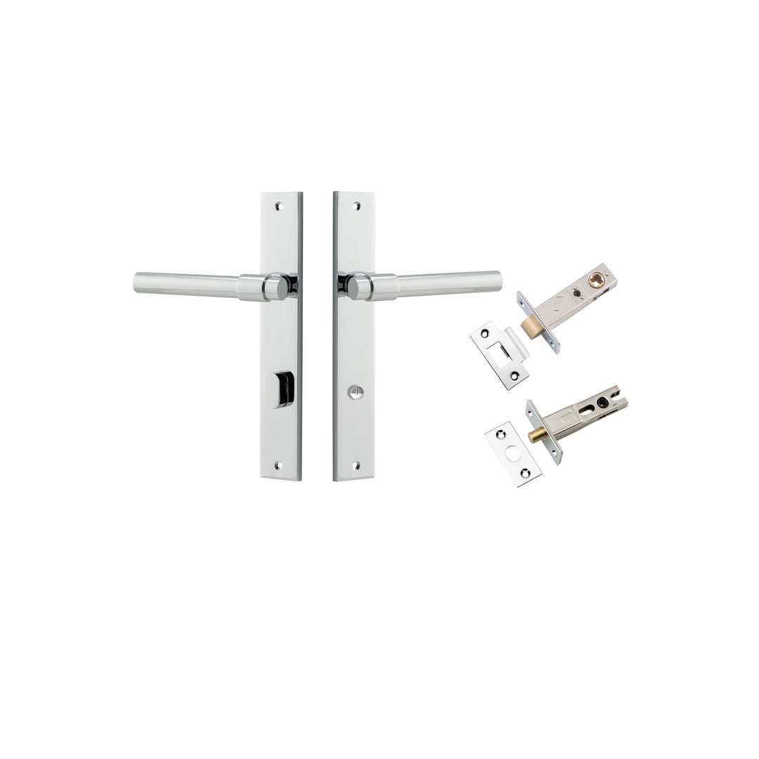 Helsinki Lever - Rectangular Backplate Privacy Kit with Privacy Turn Polished Chrome