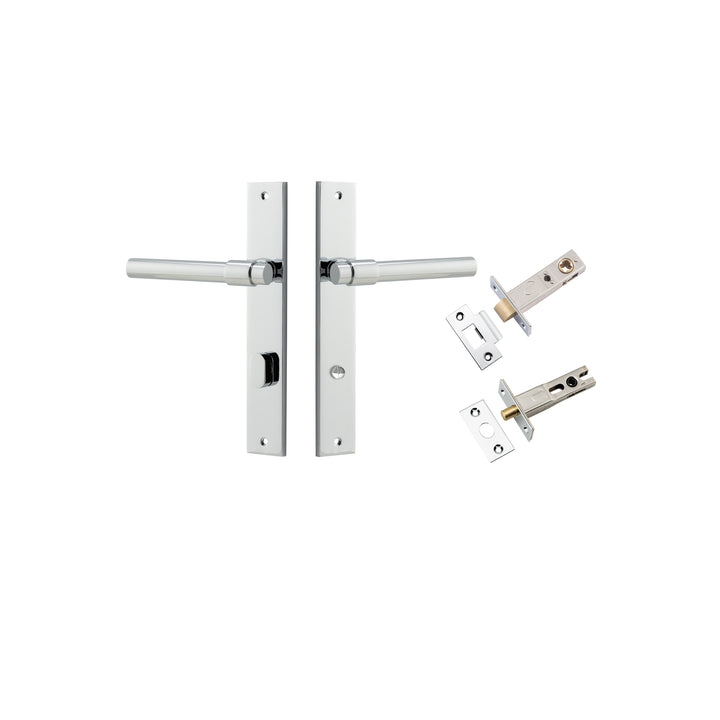 Helsinki Lever - Rectangular Backplate Privacy Kit with Privacy Turn Polished Chrome