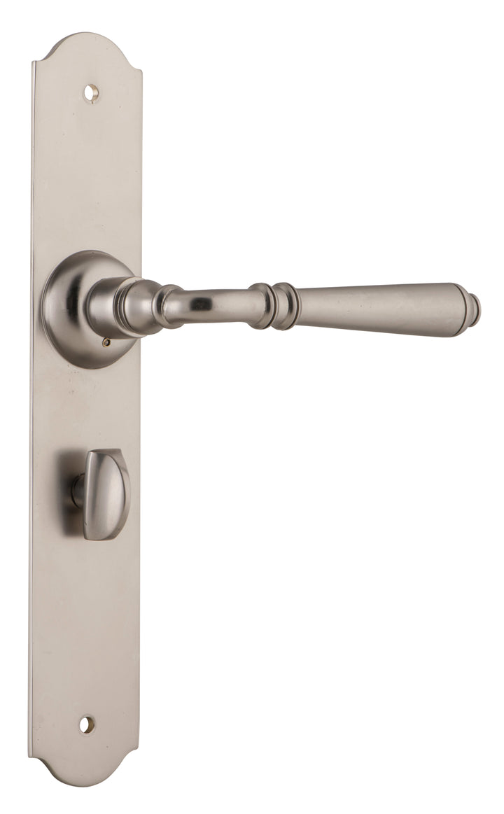 Door Lever Reims Privacy Pair Satin Nickel H240xW43xP70mm with privacy adaptor