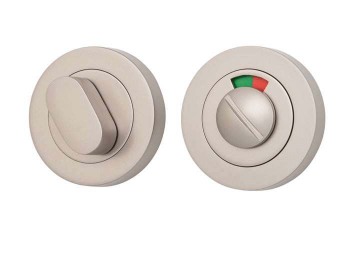 Privacy Turn With Indicator - Round Satin Nickel