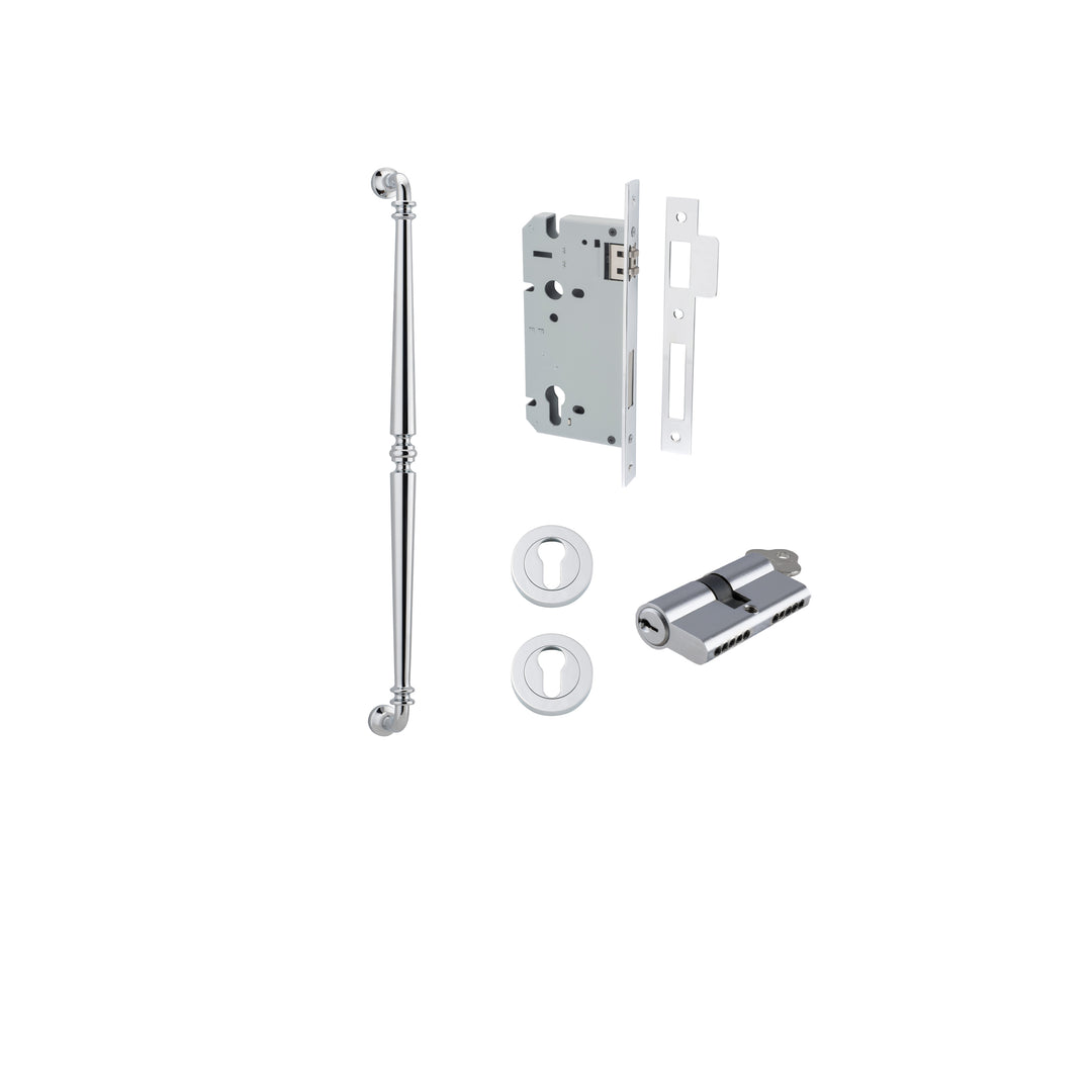 Sarlat Pull Handle - 600mm Entrance Kit with Separate High Security Lock Polished Chrome
