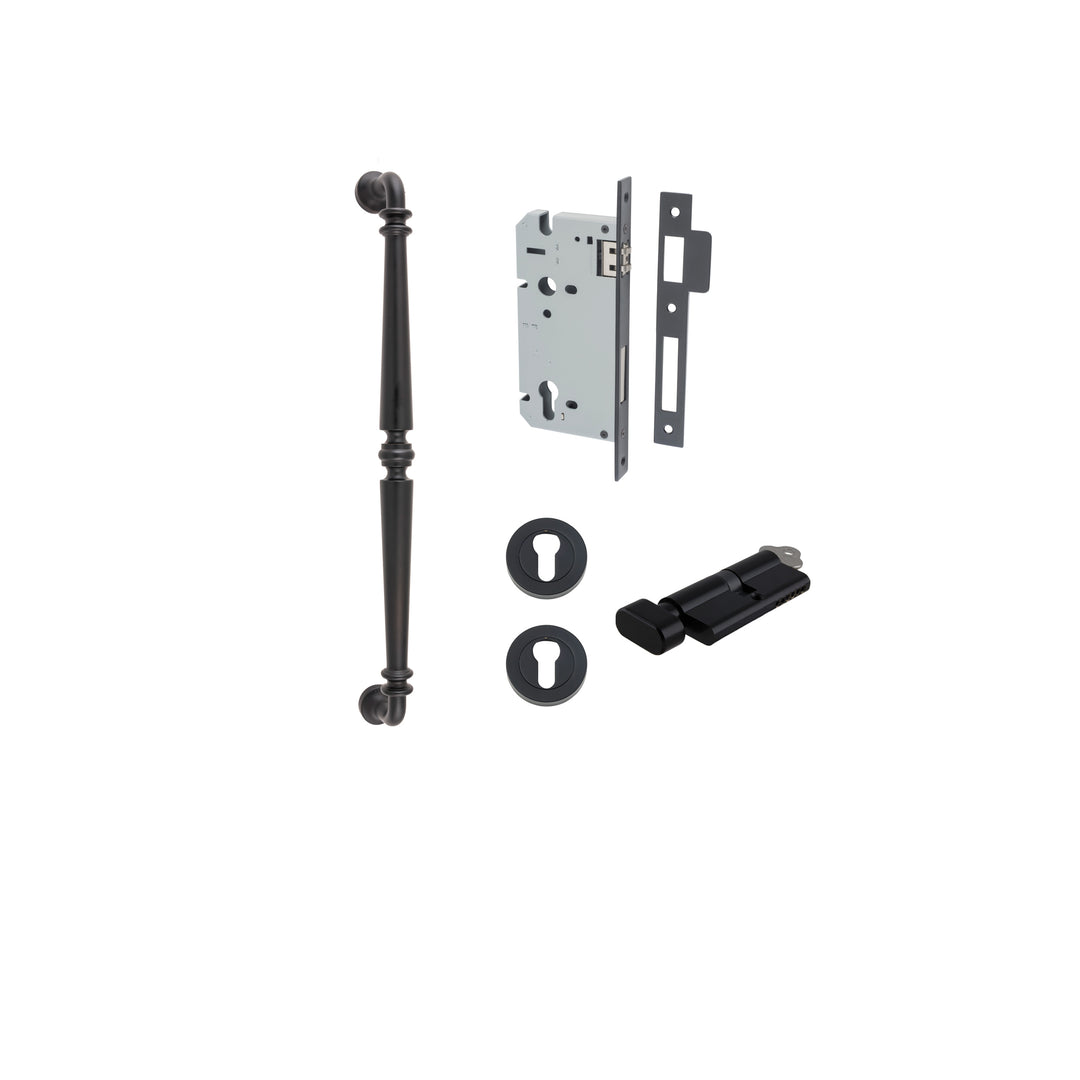 Sarlat Pull Handle - 450mm Entrance Kit with Separate High Security Lock Matt Black