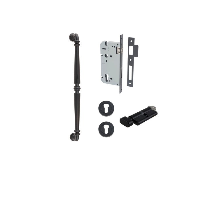 Sarlat Pull Handle - 450mm Entrance Kit with Separate High Security Lock Matt Black