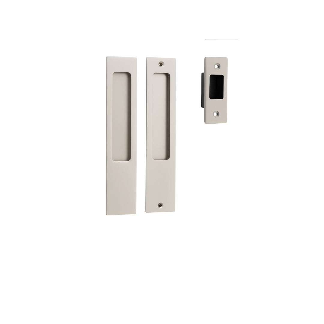 Rectangular Sliding Door Pull Passage Kit Satin Nickel