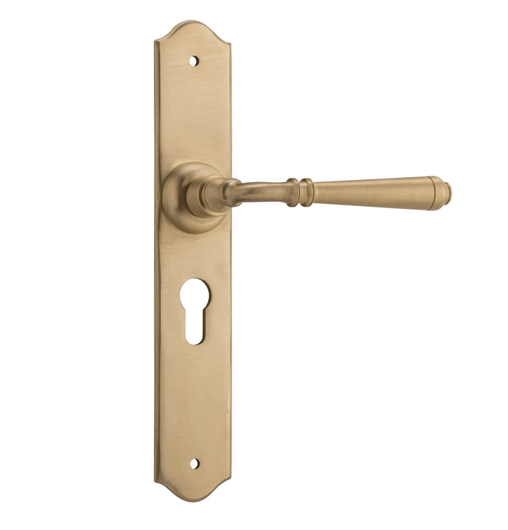 Door Lever Reims Euro Pair Unlacquered Satin Brass H240xW43xP70mm