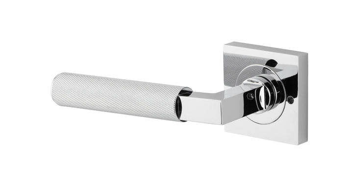 Brunswick Lever - Square Rose Privacy Kit (Inbuilt Privacy) Polished Chrome