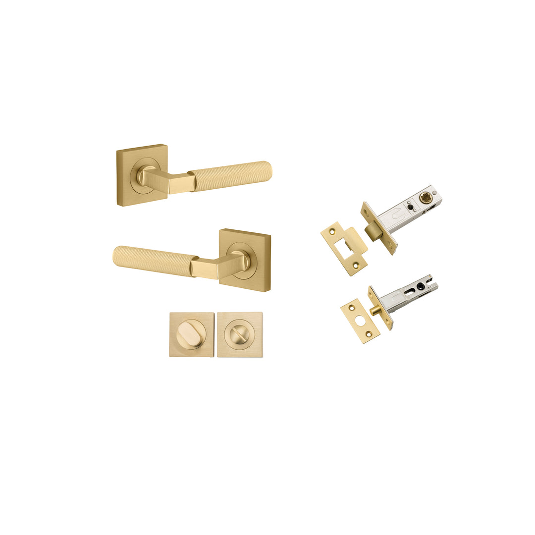 Brunswick Lever - Square Rose Privacy Kit Brushed Gold PVD