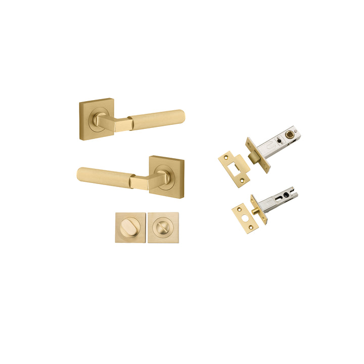 Brunswick Lever - Square Rose Privacy Kit Brushed Gold PVD