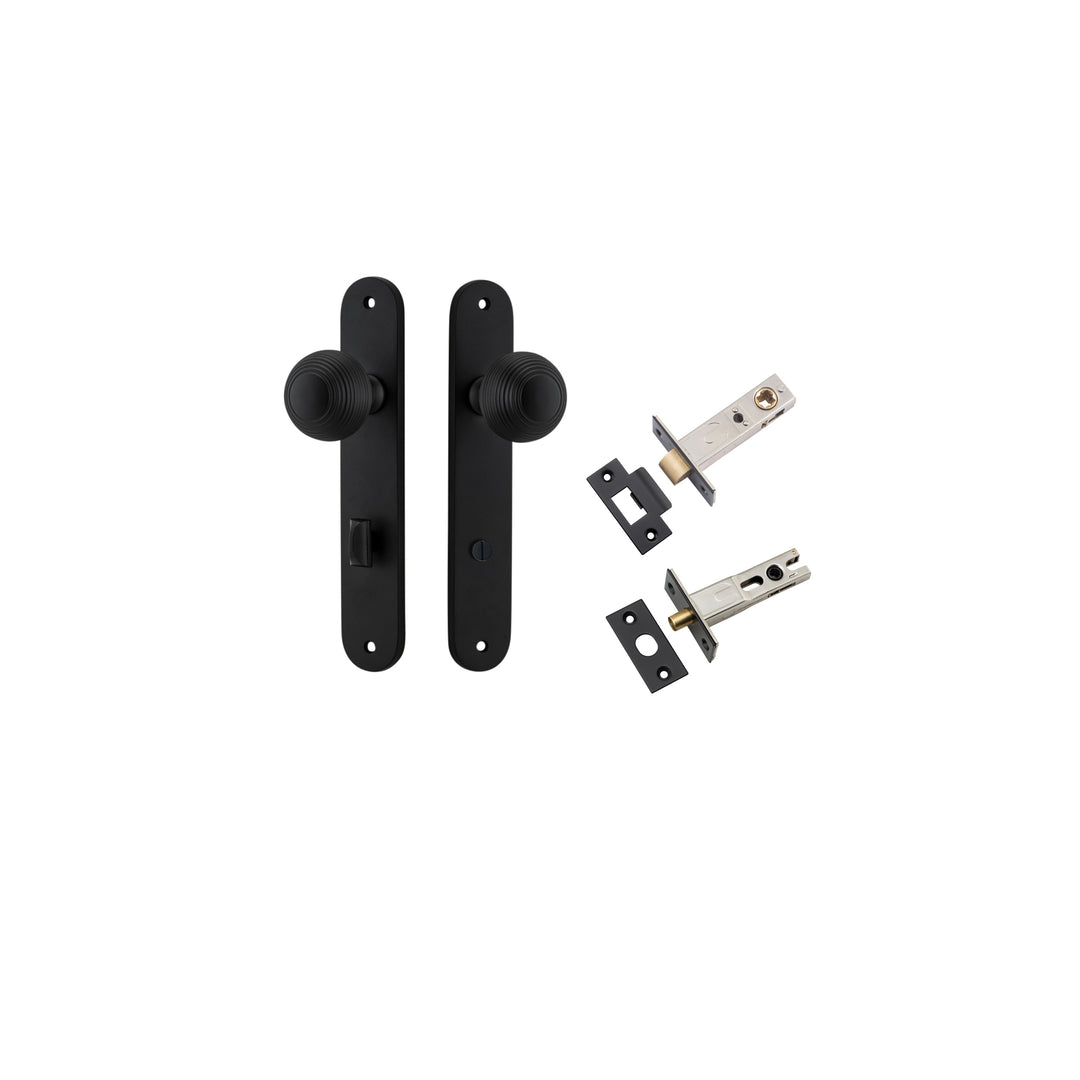 Guildford Knob - Oval Backplate Privacy Kit with Privacy Turn Matt Black