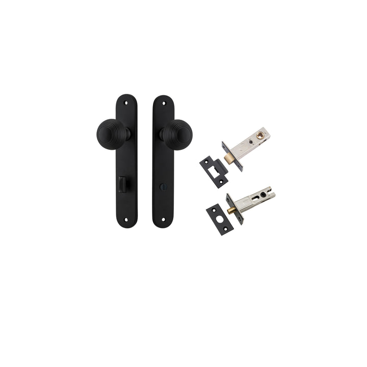 Guildford Knob - Oval Backplate Privacy Kit with Privacy Turn Matt Black